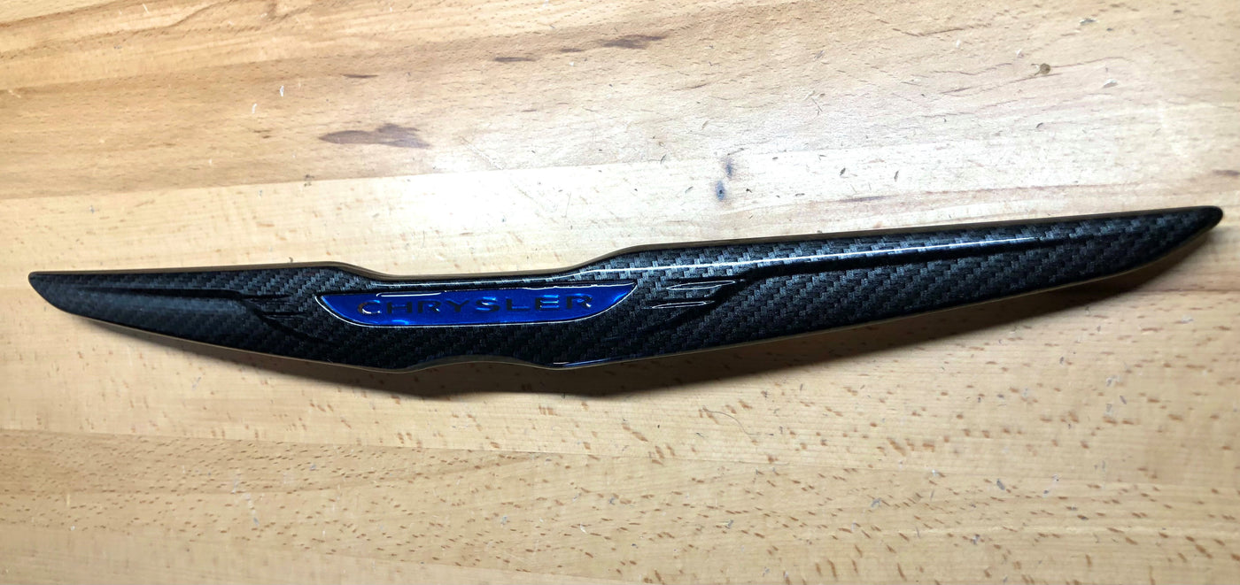Chrysler 300 Carbon Fiber Front Wing Emblem 15-23 w/ Blue Insert