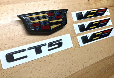 Cadillac CT5-V Black Carbon Fiber Emblem Set