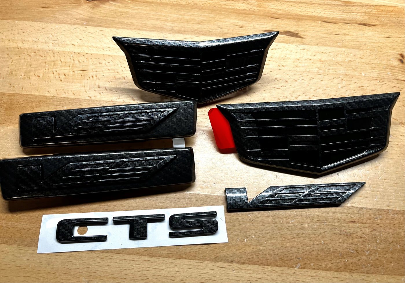 Cadillac CTS-V Blacked-Out Carbon Fiber Emblem Set