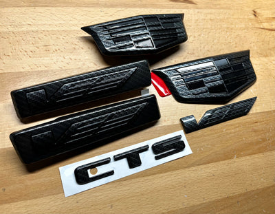Cadillac CTS-V Blacked-Out Carbon Fiber Emblem Set