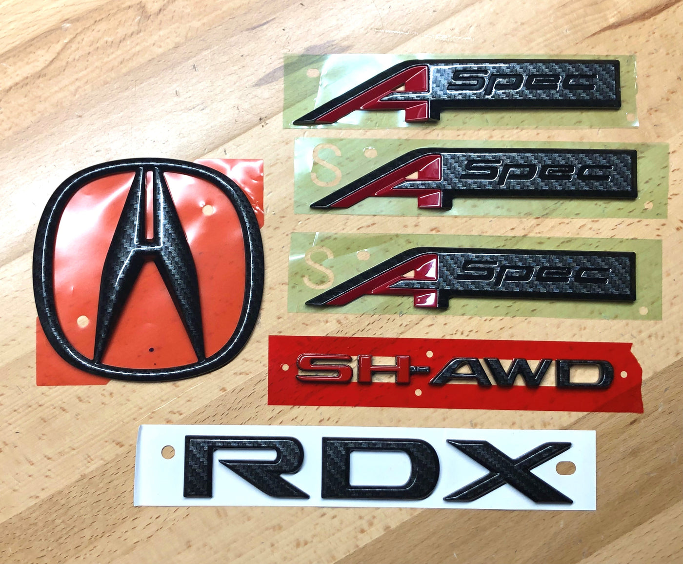 Acura RDX A-Spec Carbon Fiber Emblem Set x6 OEM