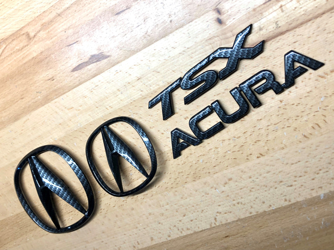Acura TSX Carbon Fiber Effect Emblem Set 2004-2008 – Deep Blue Chrome