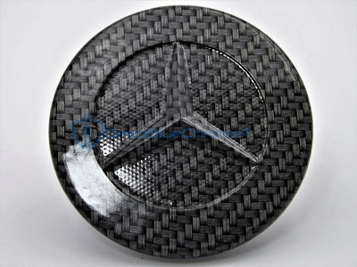 MB C CLK E S Carbon Fiber Front Hood Emblem Flat Star Conversion Badge w/ Bracket