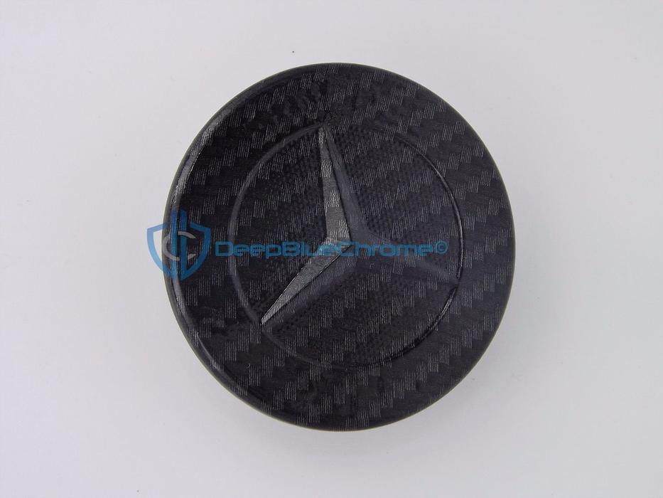 MB C CLK E S Carbon Fiber Front Hood Emblem Flat Star Conversion Badge w/ Bracket