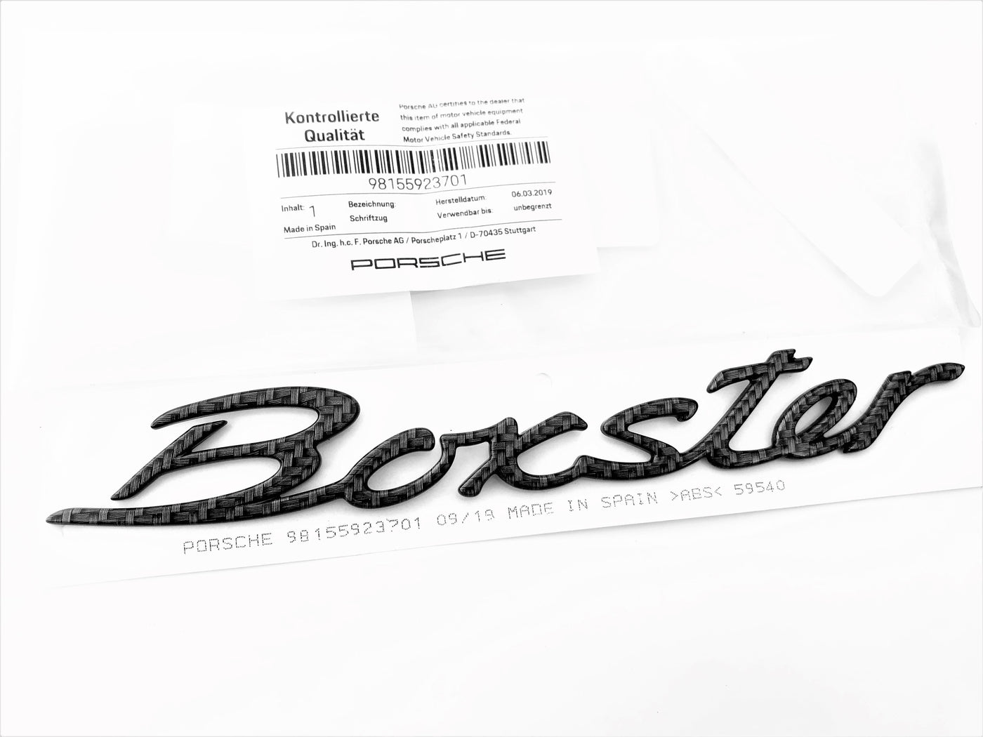 Porsche 718 "Boxster" Carbon Fiber Emblem