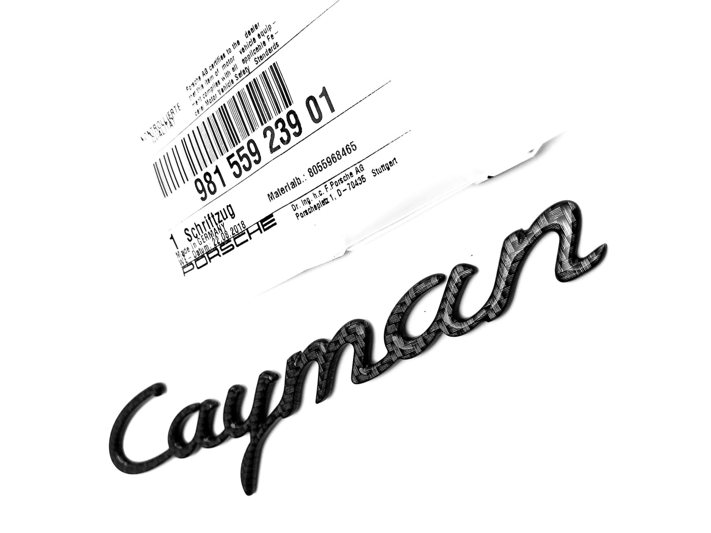 Porsche 718 "Cayman" Carbon Fiber Nameplate