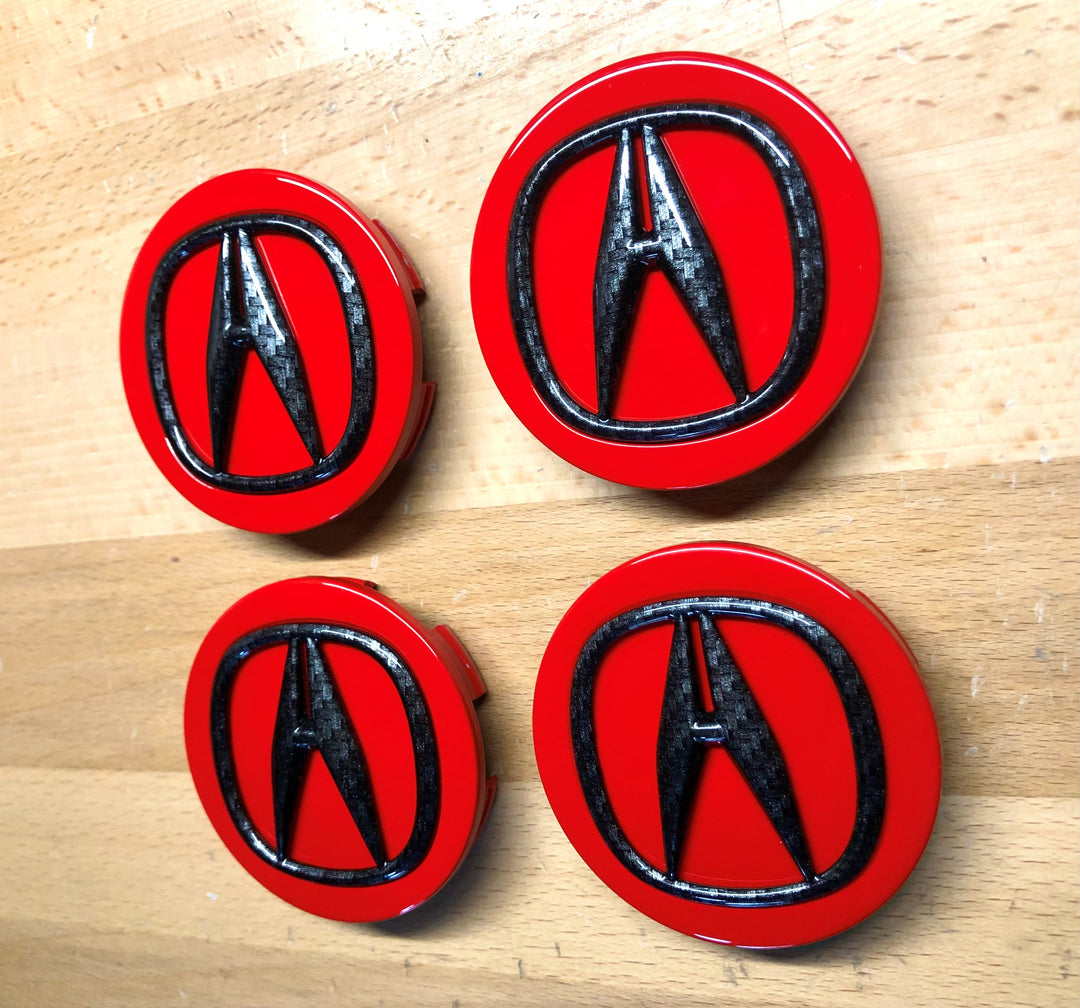 Acura Carbon Fiber Effect Wheel Center Cap Set x4 – Deep
