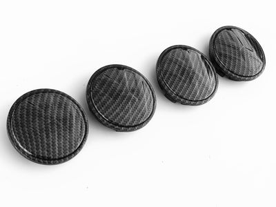 VW Black Carbon Fiber Wheel Center Caps Set of 4 OEM